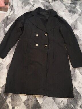 Classic Black Double-Breasted Women's Coat - Unbranded